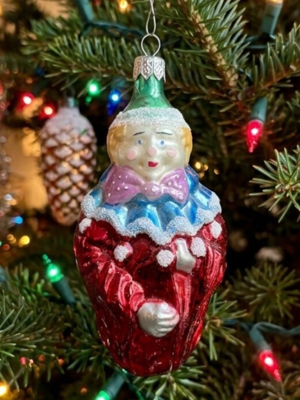 Vintage Clown Glass Christmas Ornament